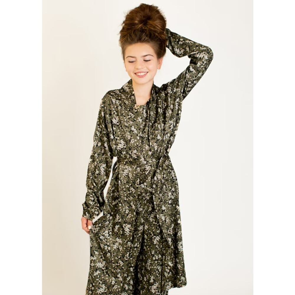 Joyfolie Mia Joy Poma Robe in Olive Floral Girls Size 8